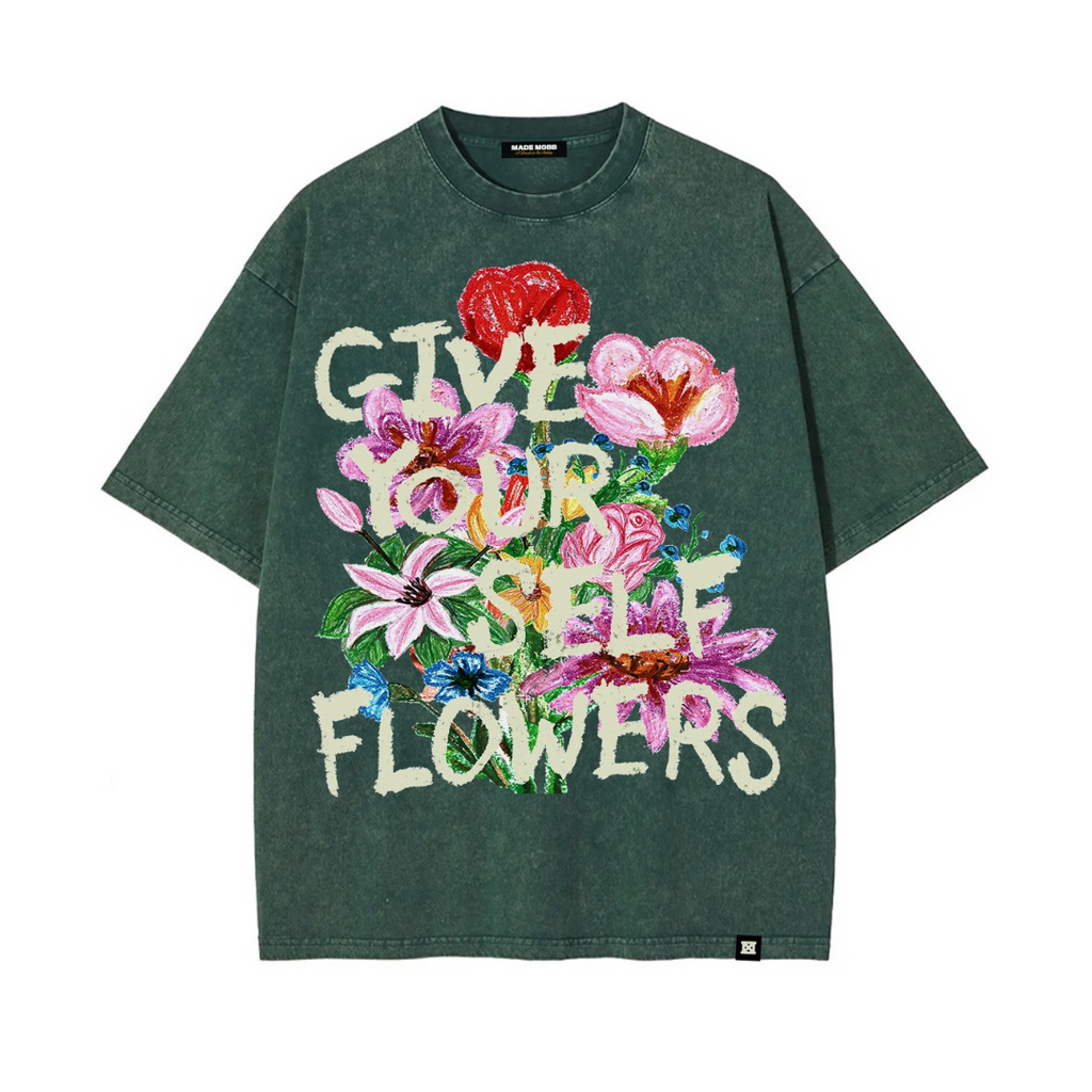 Give Yourself Flowers Tee - Evergreen