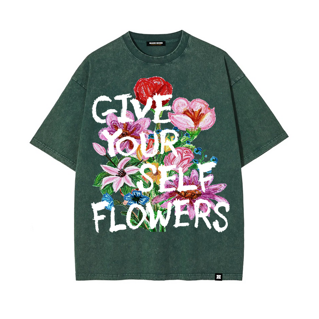 Give Yourself Flowers Tee - Evergreen