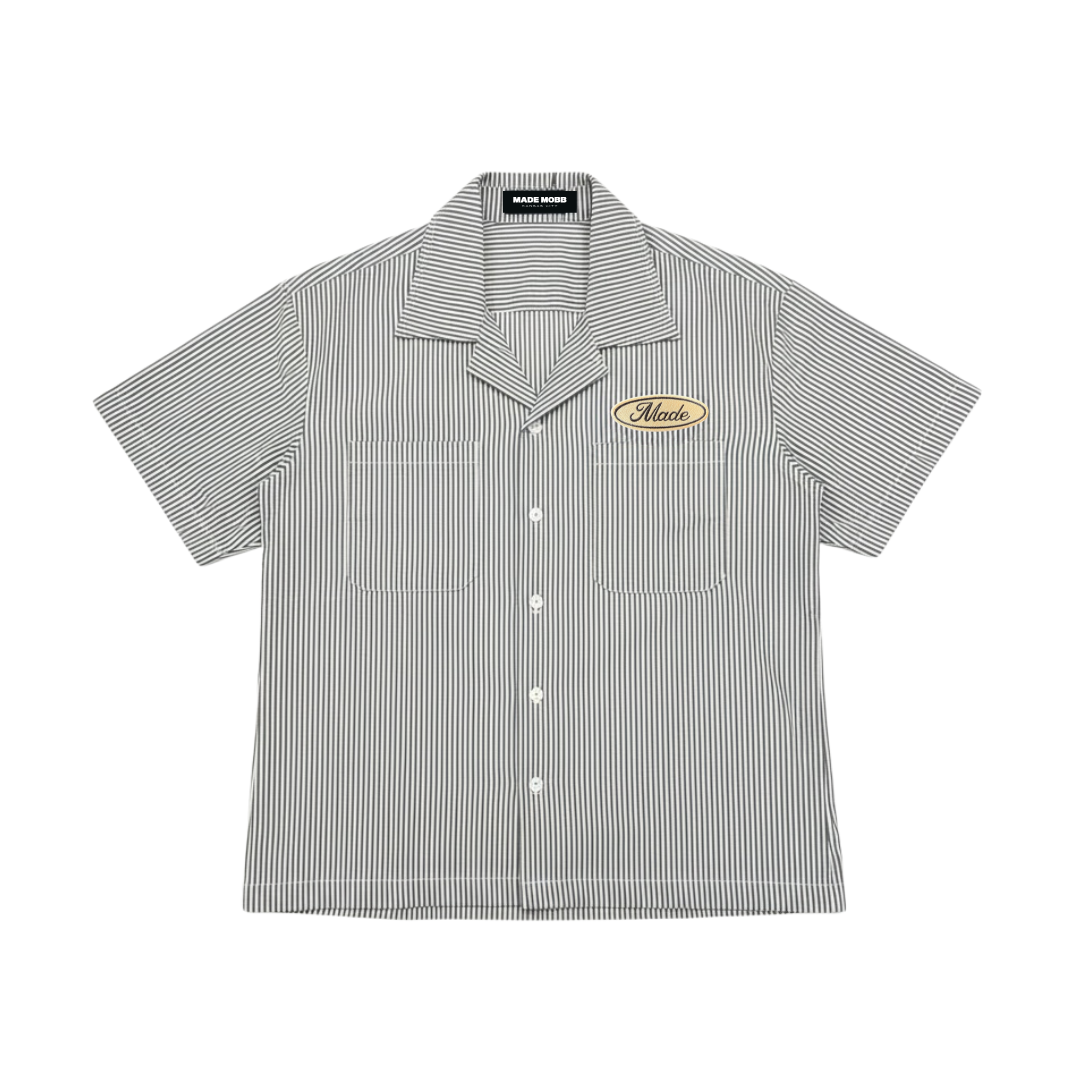 God Bless the Midwest Pinstripe Button Up - Grey