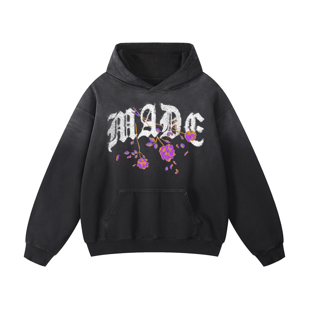 MADE OE Flowers Heavyweight Hoodie - Black - UNDERGROUND
