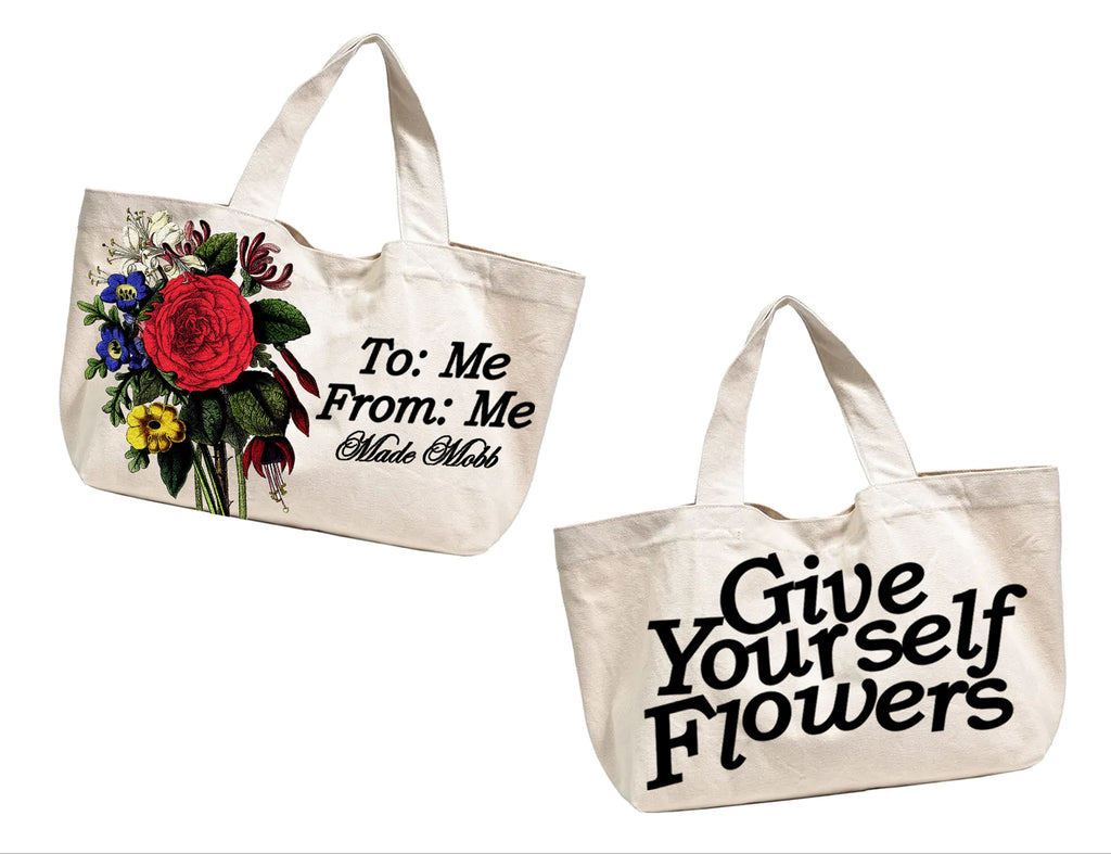 Give Yourself Flower XL Tote - Cream