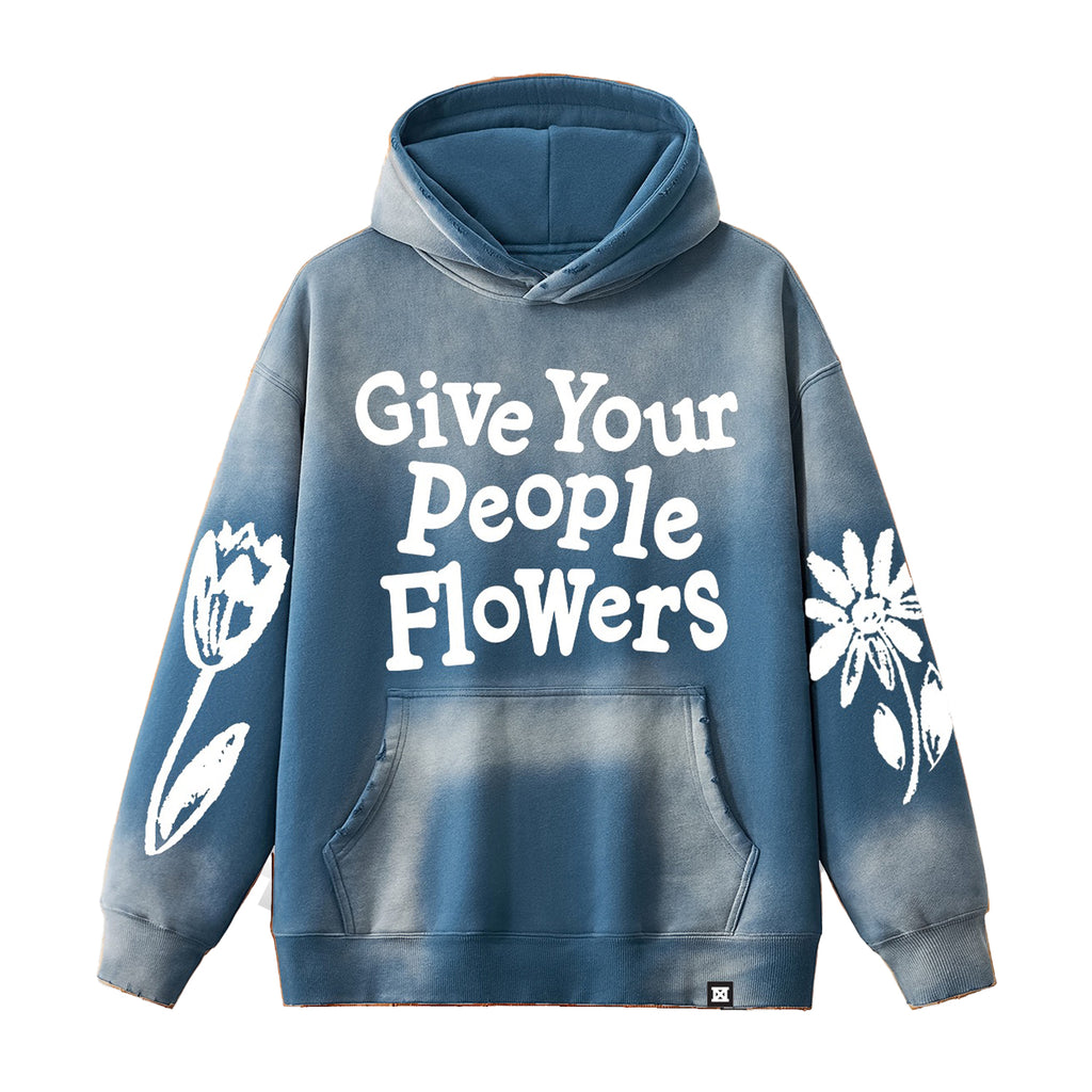 FLOWERS Hoodie - Powder Blue