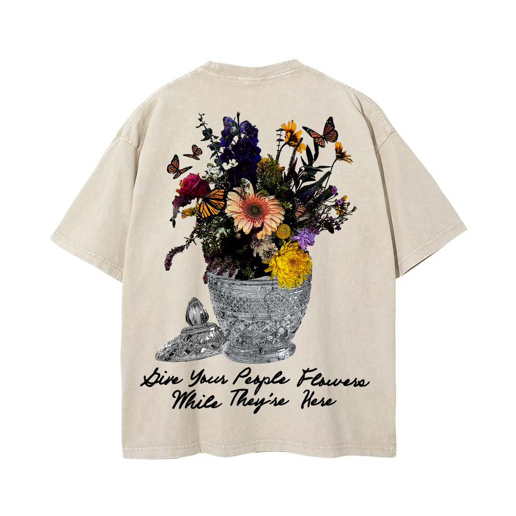Give Your People Flowers V5 Tee - Cream
