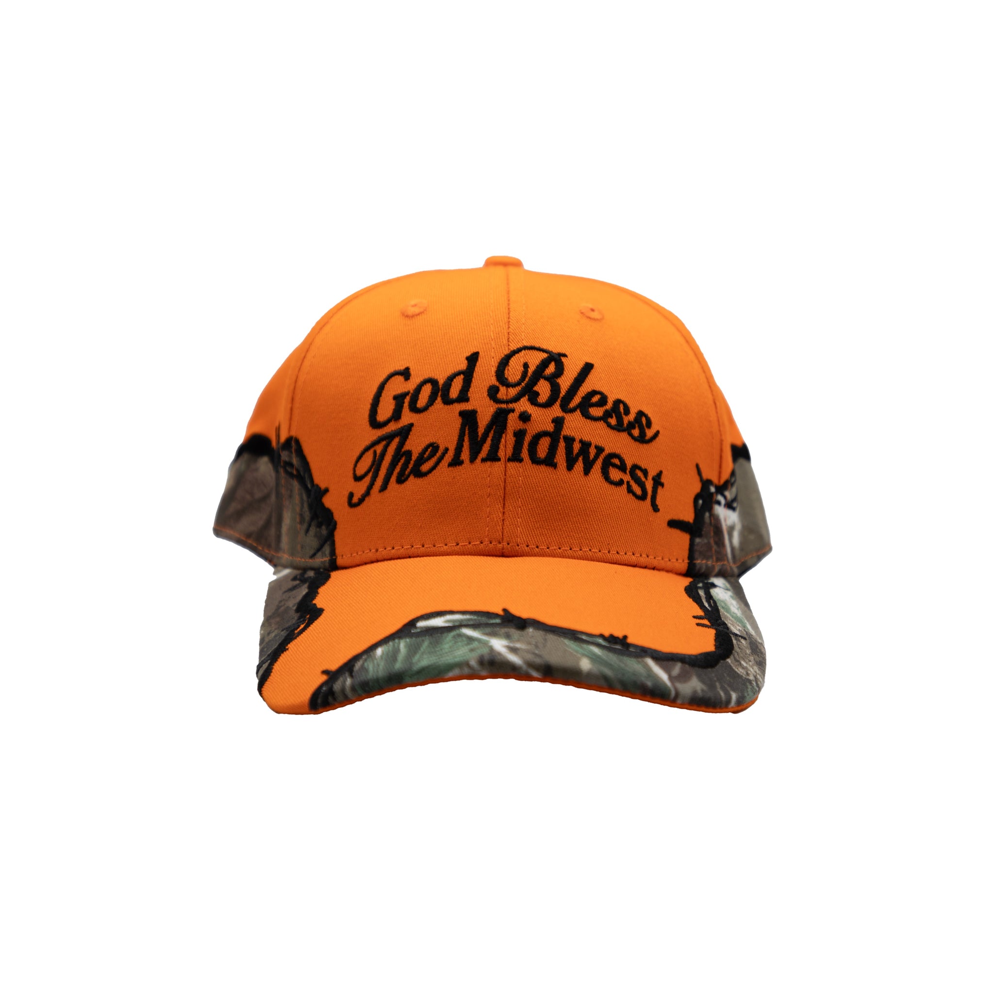 God Bless the Midwest Hat - Orange/Camo
