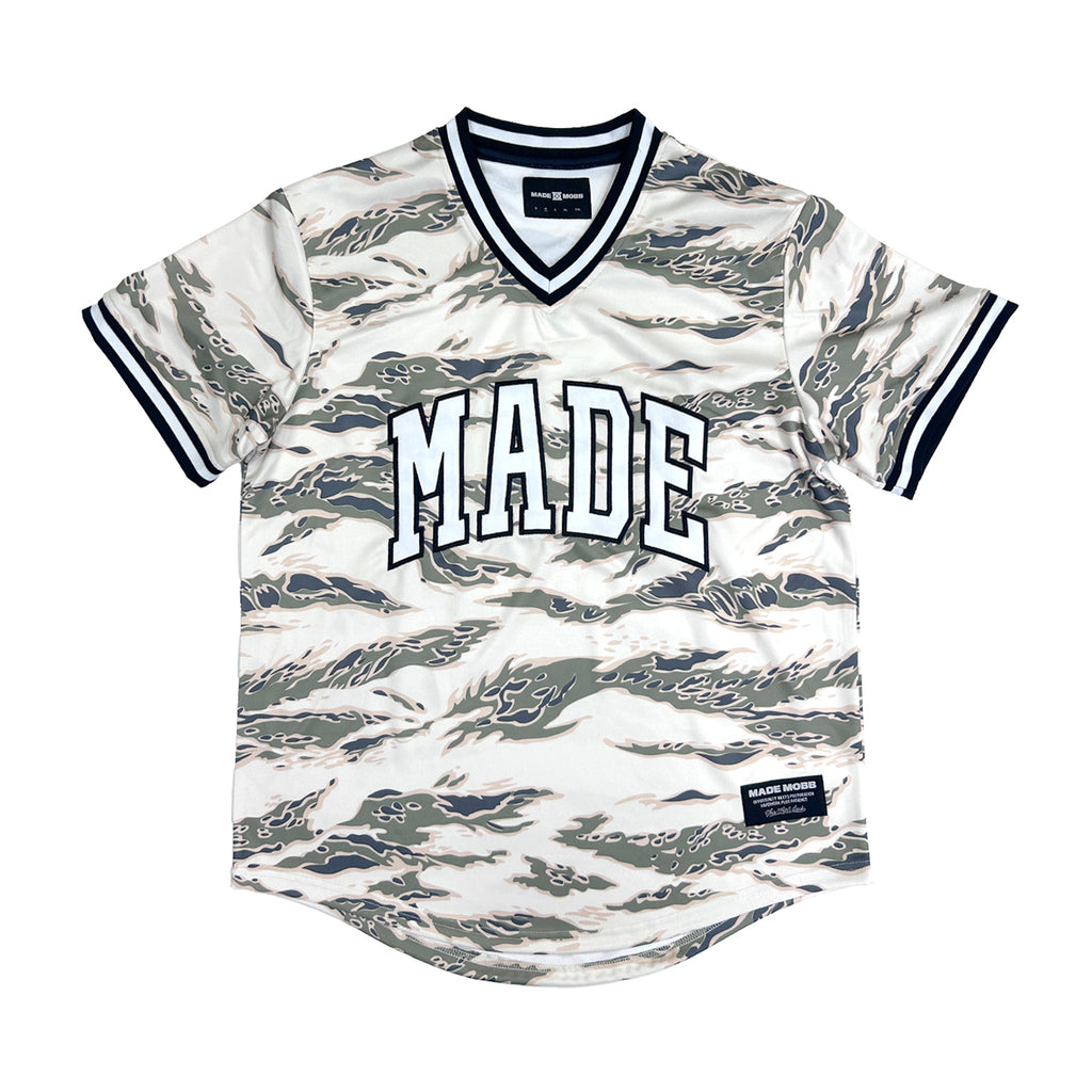 MADE V Neck Jersey - Cream Tiger Camo
