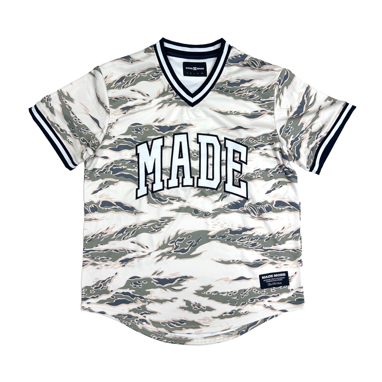 MADE V Neck Jersey - Cream Tiger Camo