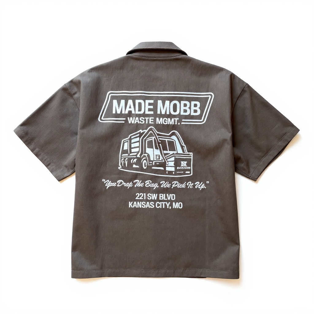 Waste Management Button Up - Charcoal