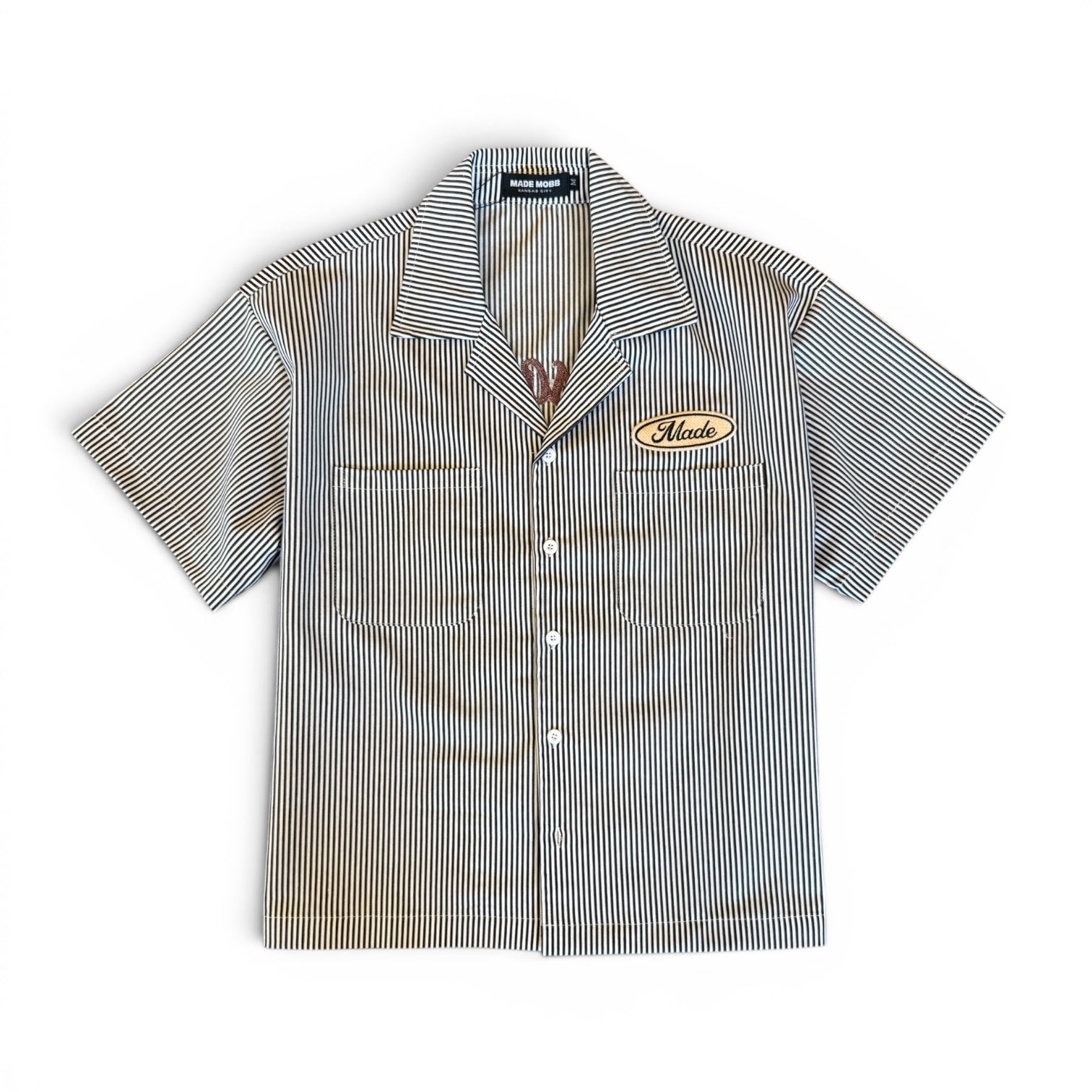 Kansas City's Finest Pinstripe Button Up - Black