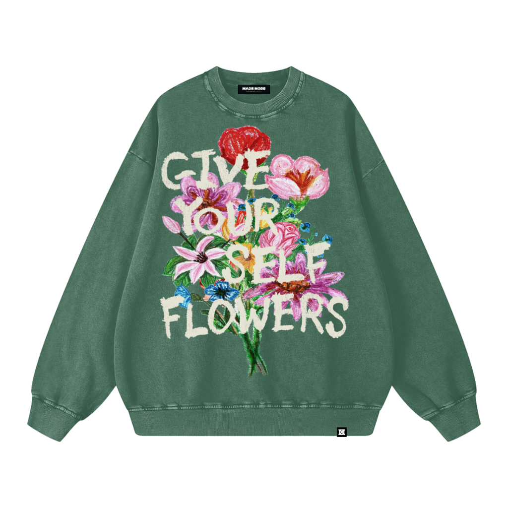 Give Yourself Flowers Crewneck - Green - UNDERGROUND