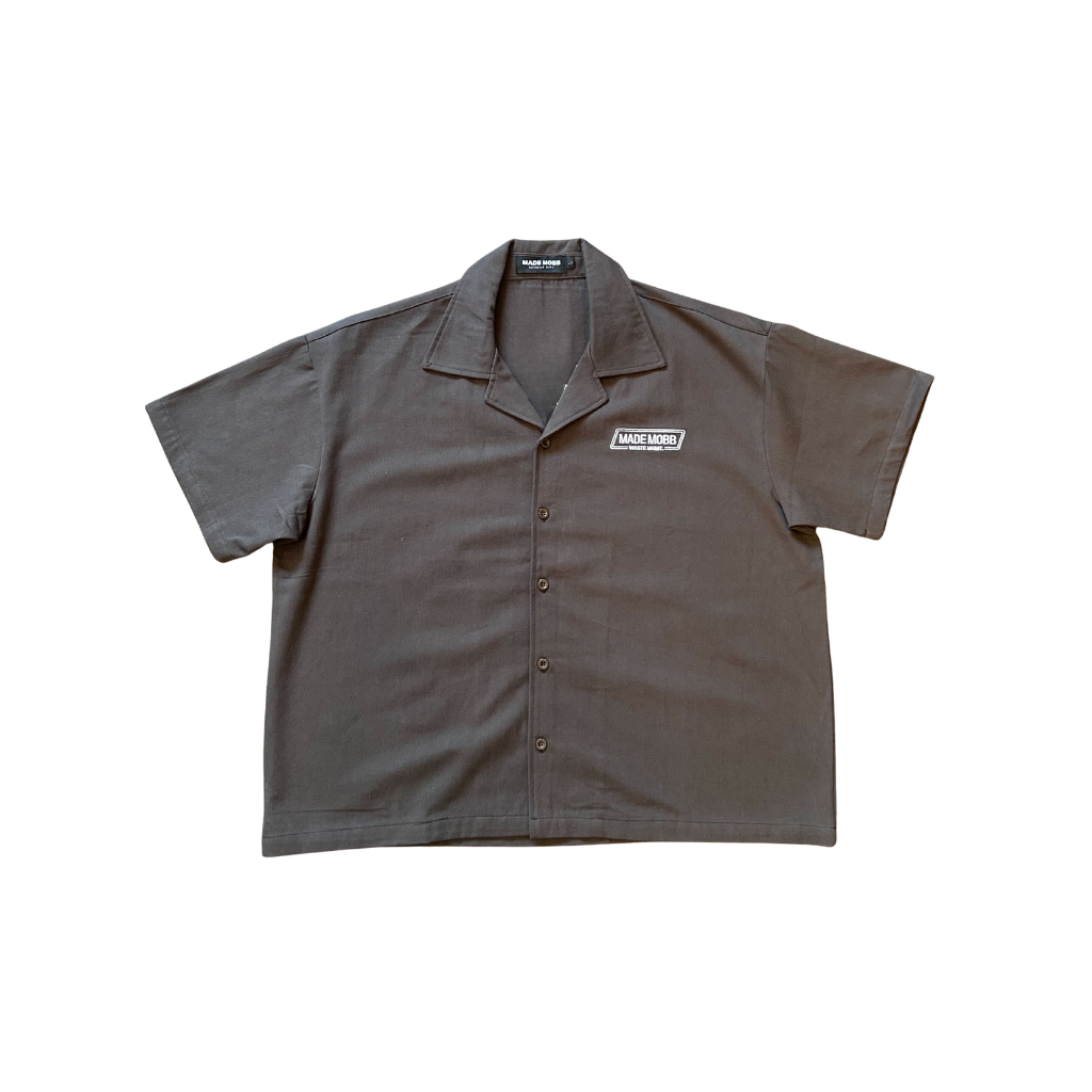 Waste Management Button Up - Charcoal